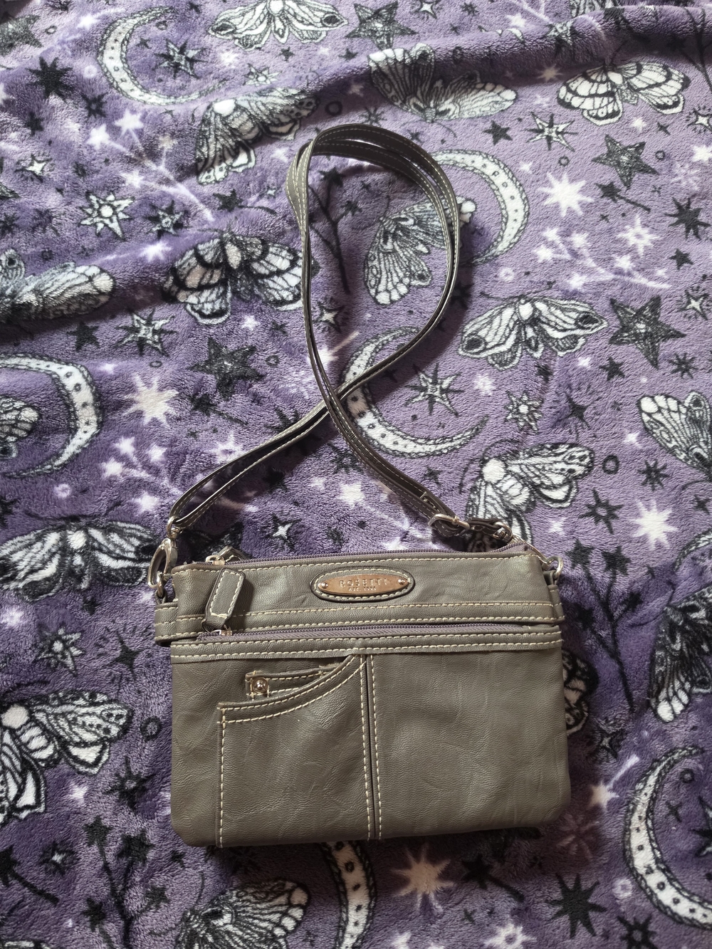 Gray Rosetti Crossbody Bag